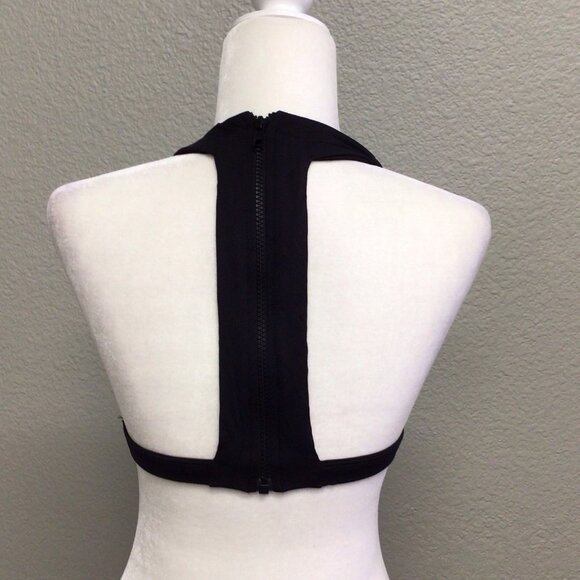 Fella Swim  Women's Black Bikini Top Size Medium Front Closure Back Zipper - Picture 7 of 8